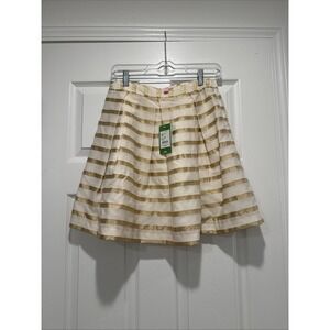 NEW Lilly Pulitzer Women's Resort White, gold/white Stripe Kylie Skirt. Size 2